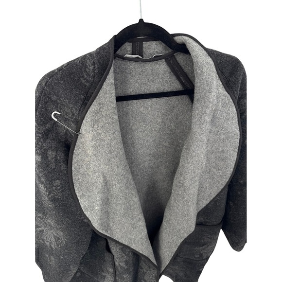 Gudrun Sjoden Wool Coat‎ Jacket Size L Angel Printed Gray Winter Cozy - Picture 9 of 13